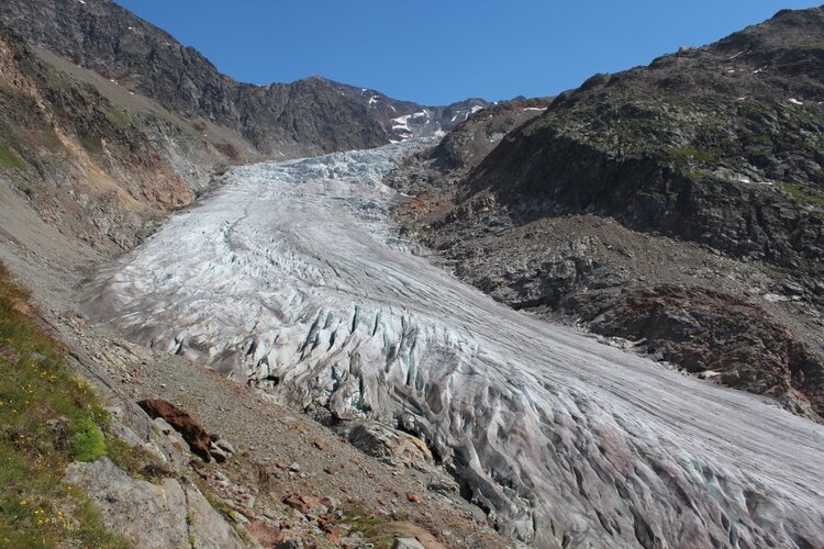 Gletscherzunge des Gepatschferner Gletschers.