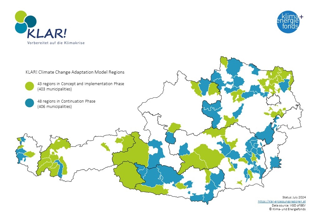 Map of KLAR! regions in Austria